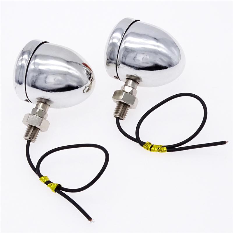 1 пара универсальных 12 В в ретро металлических хромированных указателей поворота для мотоцикла, индикатор галогенной лампы, винтажная янтарная лампа для Harley