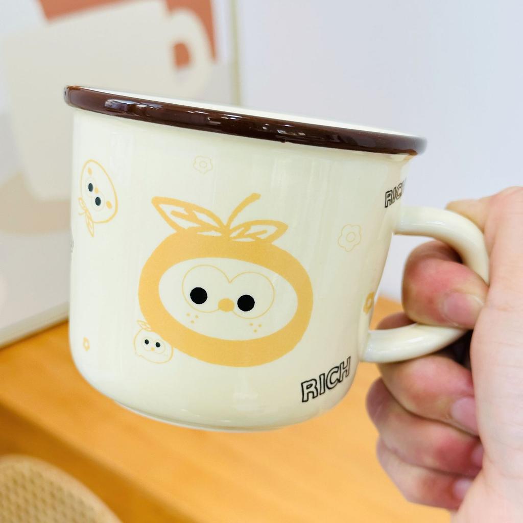 Одинарная чашка, маленький оранжевый набор с ручной домашней керамической милой чашкой, дорогой мультяшной кружкой, подарочная коробка