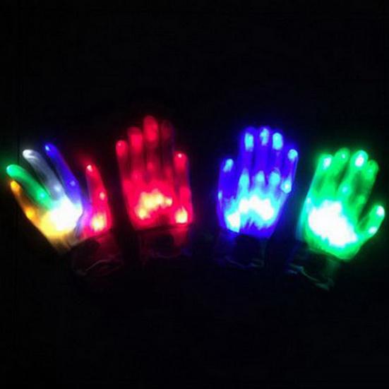 1Pair LED Light Up Hand Finger Gloves Halloween Christmas Costume Dance Decor