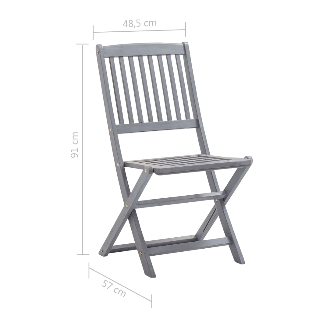 Foldable Garden Chairs 8 pcs with Cushions Solid Acacia Wood