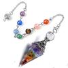7 Chakra Resin Crystal Point Pendant with Bead Chain