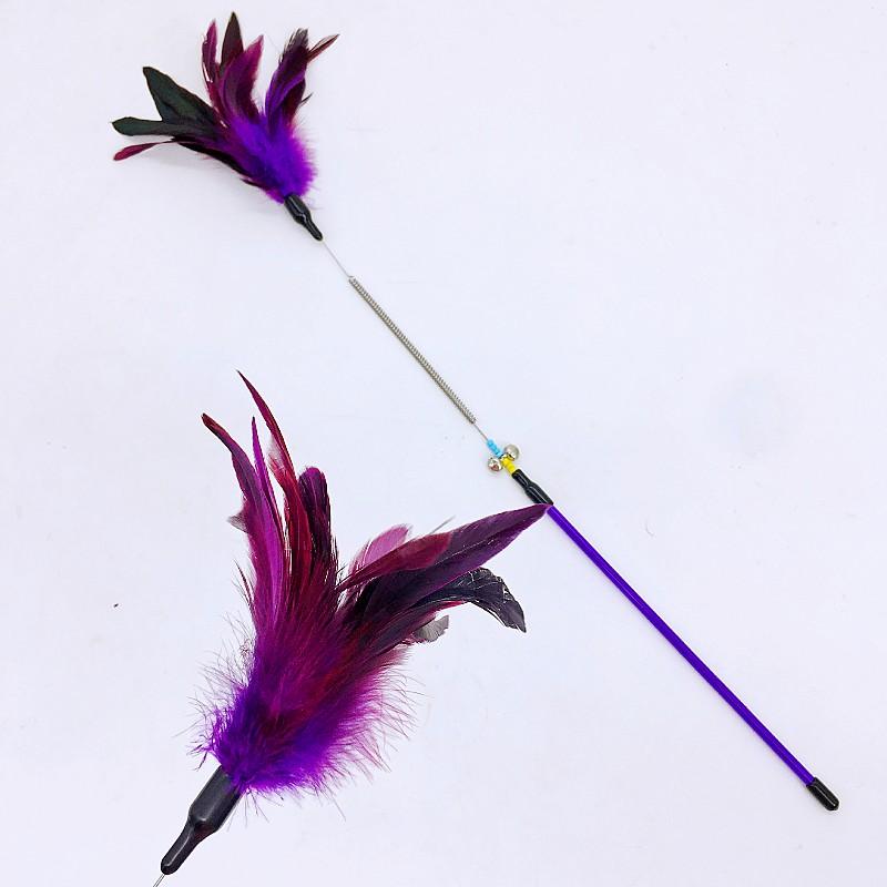 Cat Toy Feather Cats Sticks Teaser Cat Toys Interactive Spring Handle Kitten Toys with Bell Training Cats Stick Toy Pet Supplies 3