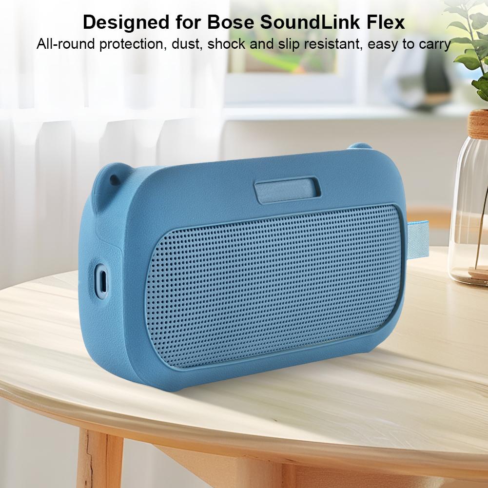 Silicone Case Cover Travel Protective Carrying Pouch with Shoulder Strap for Bose SoundLink Flex 1st Gen 2nd Gen BT Speaker