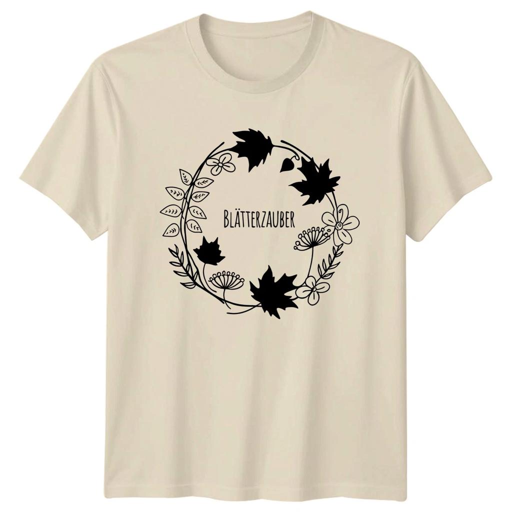 Bl?tterzauber Womens T-Shirt German Botanical Nature Autumn Gift For Her