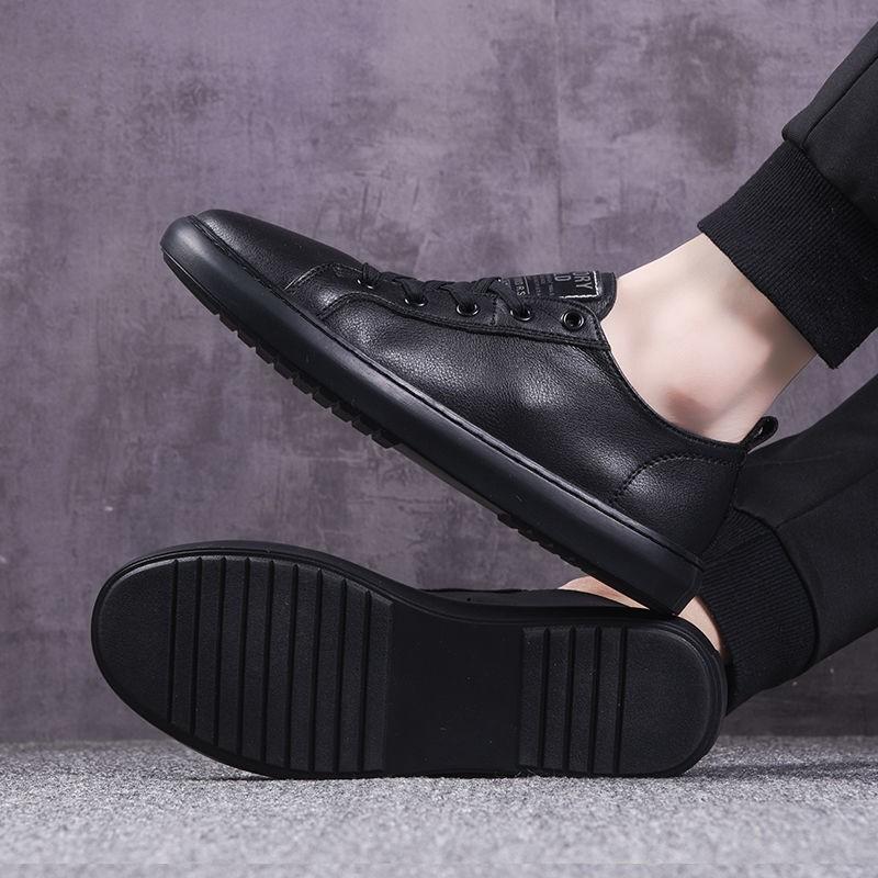 Мужская обувь весенне-осенняя модная простая кожаная дышащая легкая уличная повседневная низкая кеды