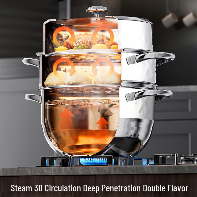 Macaiiroos 3-Layer 304 Stainless Steel Steamer Pot