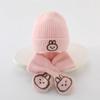 Autumn and Winter Children's Hat Boy Bear Wool Hat Girl Knitted Cotton Warm Baby Hat Scarf Two-piece Set