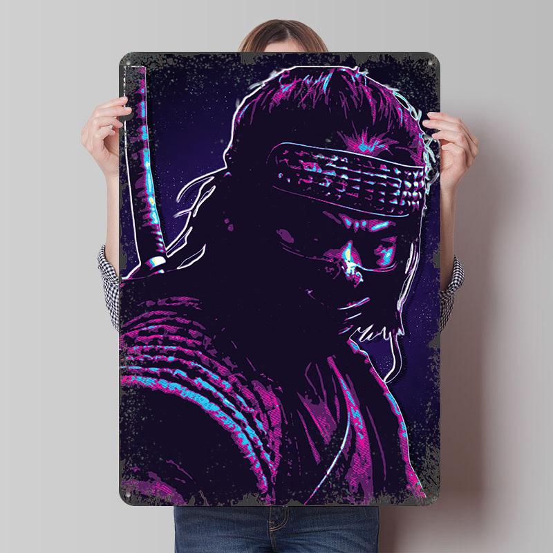 Retro Samurai Art Metal Poster Customized Wall Art Retro Vintage Tinplate Signs for Setup Decorations Bedroom Decoration Room