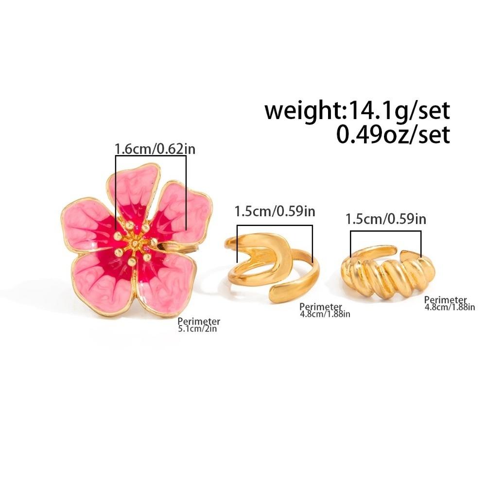 3Pcs/set Flower Shape Toe Ring Geometric Outline Geometric Jewelry Flower Toe Band Vacation Outfit