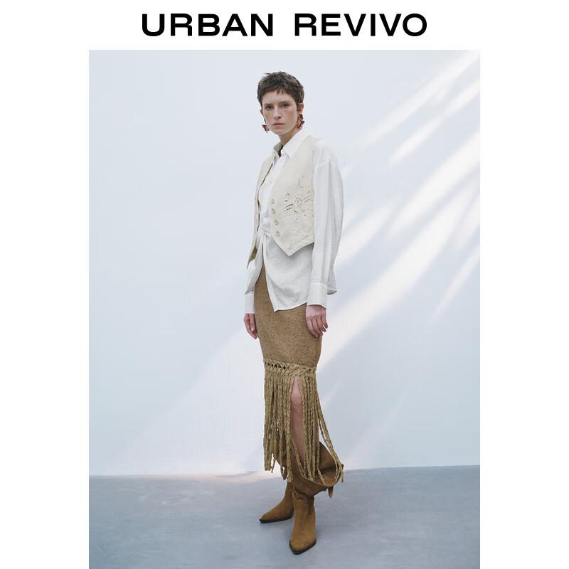 Женский вязаный жилет UR с текстурой, V-образным вырезом и ажурным узором