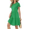 Women's Summer Ruffle Sleeve Round Neck With Pocket Solid Color Casual Dresses