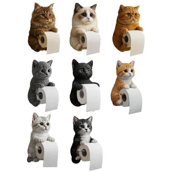 Настенный держатель для туалетной бумаги, простая установка, реалистичный держатель для бумажных полотенец в виде кошки, украшение для ванной комнаты