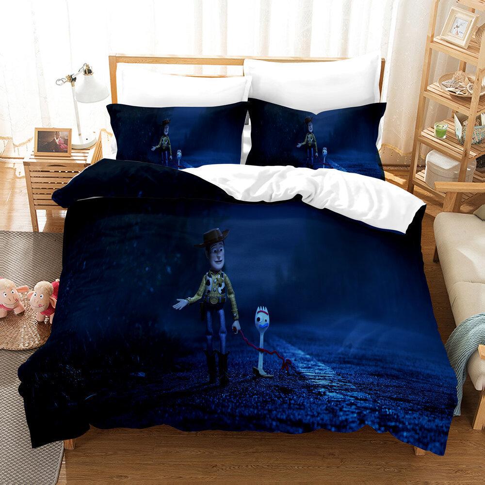 Factory 3D Digital Printing Quilt Set Three-Piece Cartoon Animation Thickened Grinding Kit