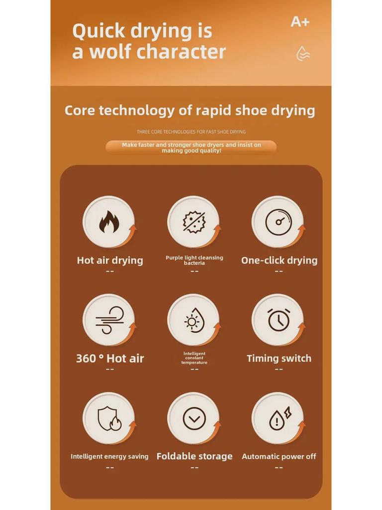Foldable Shoe Dryer with Blue Light Dehumidification – Portable and Intelligent Drying Solution.