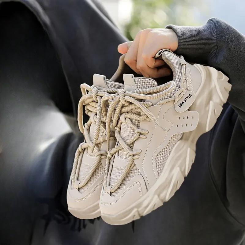 Мужская спортивная обувь на толстой подошве, простые модные повседневные кроссовки, высококачественная резиновая пластиковая мужская спортивная обувь, массивные кроссовки