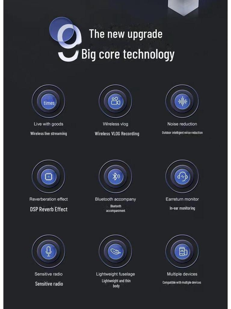 R8 Wireless Collar Microphone for Live Streaming & Karaoke - Noise Reduction & Recording