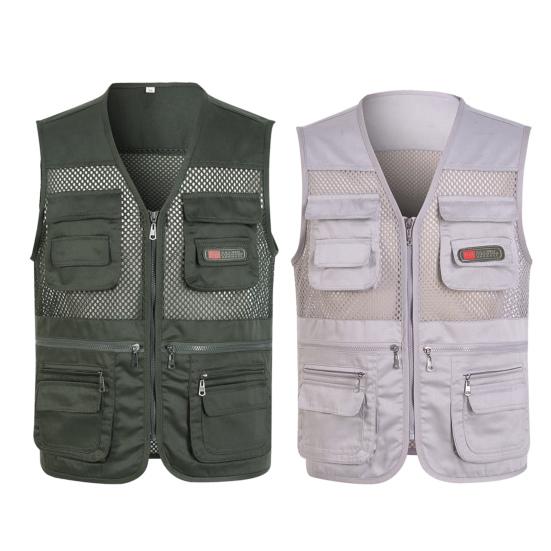 Outdoor Vest Zippers All Match Plus Size Stylish Pure Color Straight for Hunting