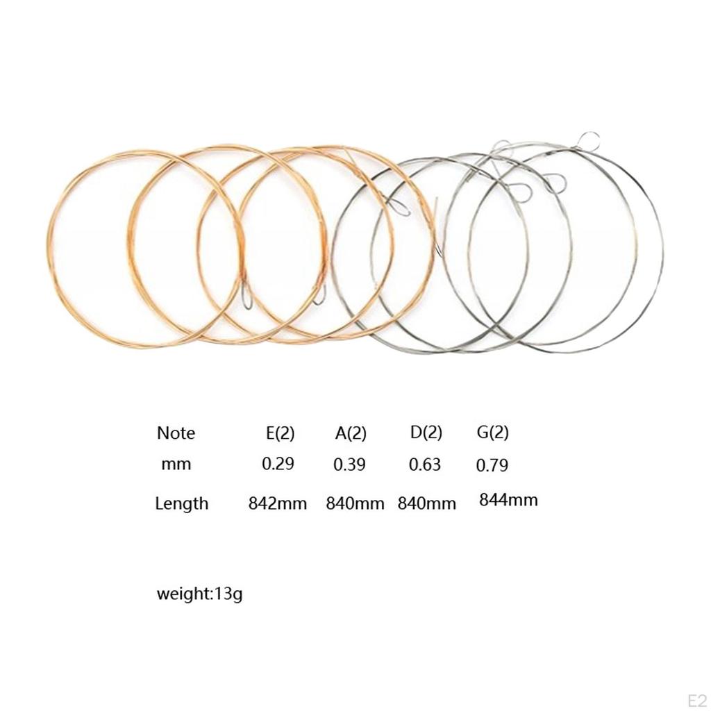 8 Pieces Mandolin Strings Set D-4TH Direct Replaces Parts Replacement Easy Installation