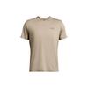Under Armour Solid Logo Breathable Crew Neck Short Sleeve T-Shirt Men Tops Gray-Brown 1383668-203