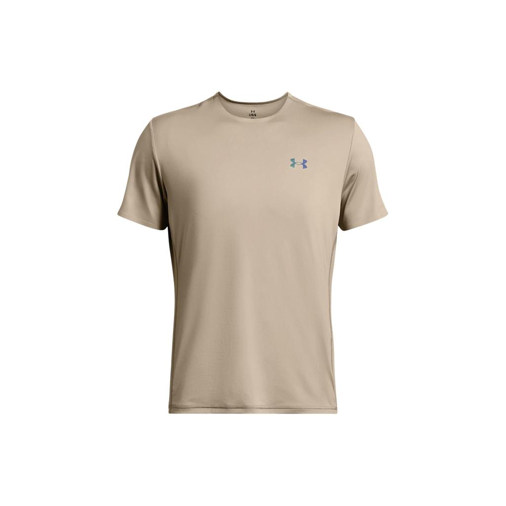 Under Armour Solid Logo Breathable Crew Neck Short Sleeve T-Shirt Men Tops Gray-Brown 1383668-203