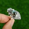Natural Labradorite Gemstone Statement Flower Adjustable Ring 925 Silver