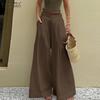 ZANZEA Womens Casual Solid Color Loose Wide Leg Pants