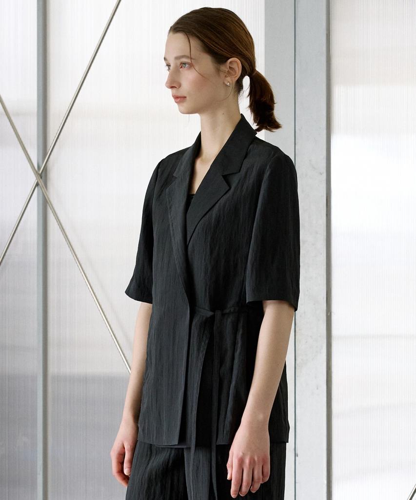 OLIVE DES OLIVE Ribbon Fastening Oversized Short Sleeve Jacket Ow6Mj5400
