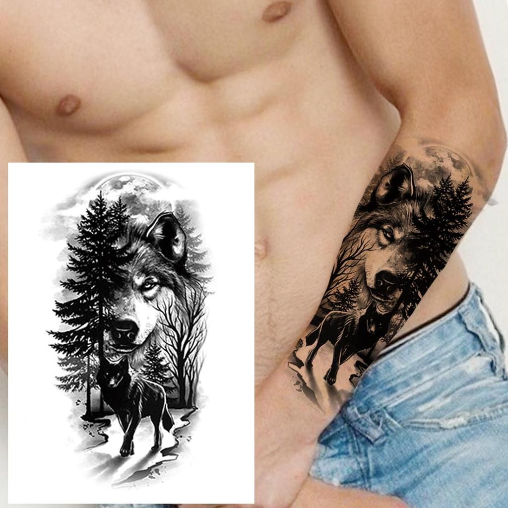 Временная татуировка в виде совы, леса, для мужчин, женщин, детей, мальчиков, льва, поддельные татуировки монстра, наклейка, компас, черная переноса воды, татуировки, рука