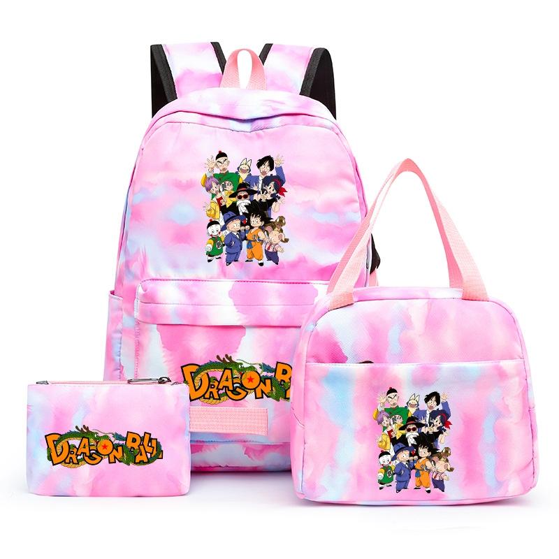 3Pcs/set Anime Dragon Ball Backpack for Girls Boys Back To Schoolbag with Lunch Bag Student Bookbag Men Women Travel Bag Mochila