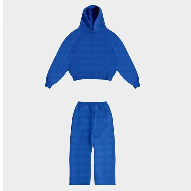 Unisex Oversized Hoodie Jogger Set Solid Color Streetwear Casual Lounge Wear