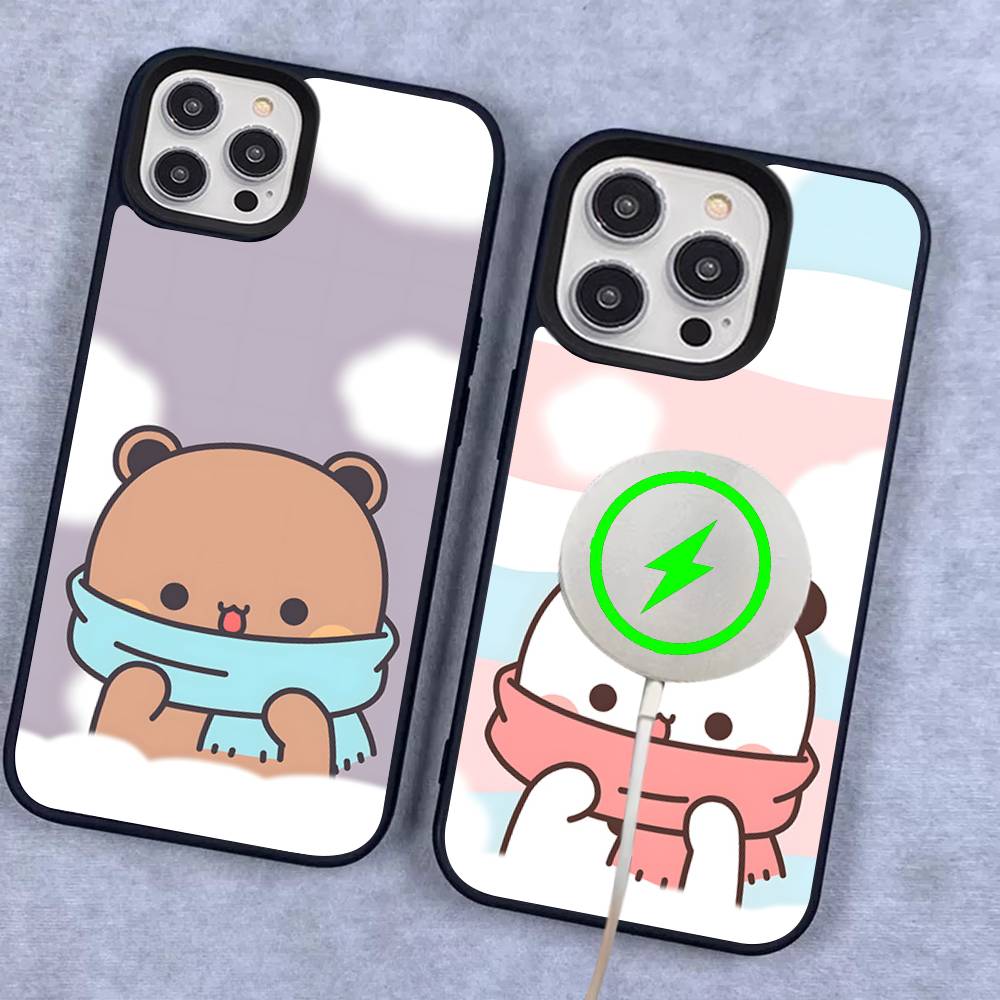 BUBU DUDU Мультяшный Матовый Магнитный Чехол Для Телефона Для IPhone 16 17 15 14 13 12 11 Для Magsafe Беспроводной Зарядки