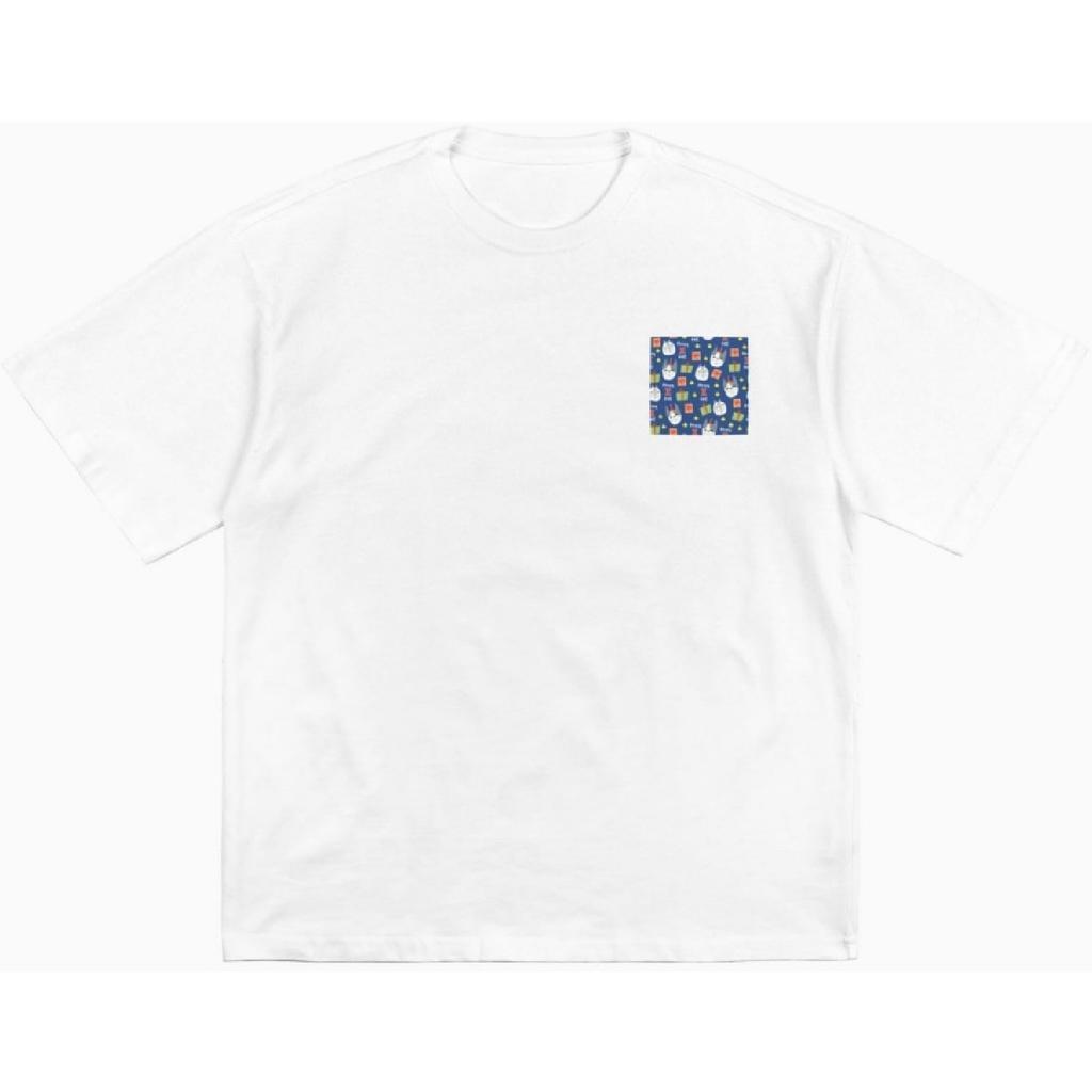 Cat Face and Gift Box Seamless Pattern Cotton T-Shirt for Men Women Short Sleeve Tee Shirts
