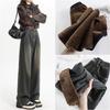American Retro Women's High-Waisted Wide-Leg Jeans - Autumn/Winter Style Loose Drapey Mop Pants.
