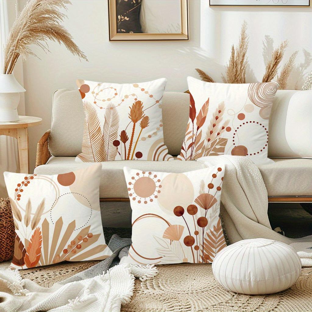 Bohemian Floral Patterned Doublesided Printed pillow cover Short plush Suitable living rooms bedrooms sofas throw cushion cover