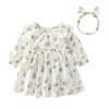 Baby One Hair Baby Floral Baby Khaki 66 Months [Baby Nest] Clothes, Girls, Kids, Piece, Band, Formal, Gift, Shichi-Go-San, Pattern, Flower, 3-6