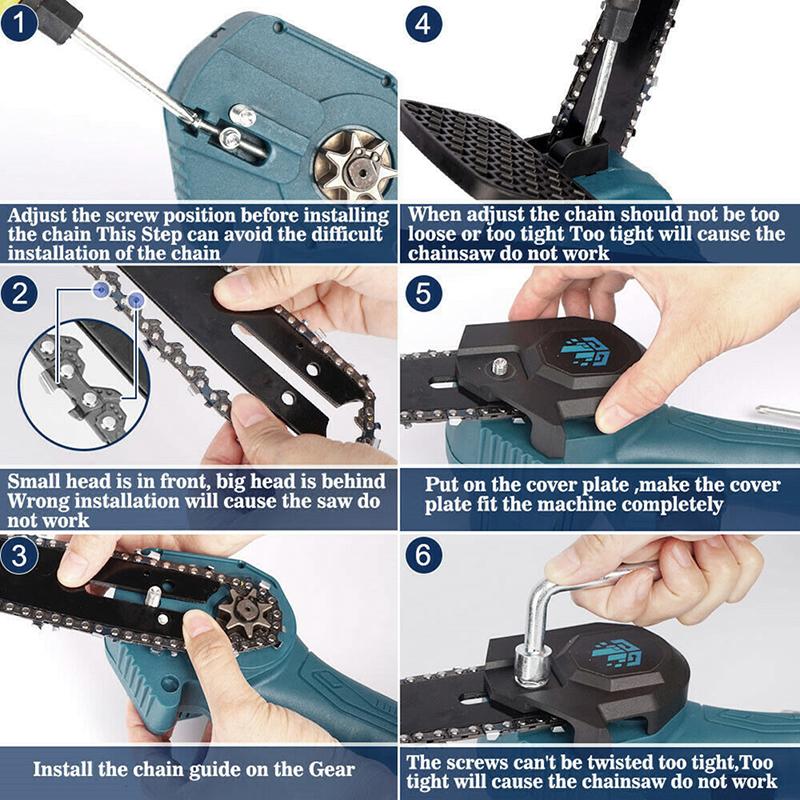 6-дюймовая цепная пила с литиевой батареей, беспроводная электрическая пила для валки деревьев, бытовая маленькая ручная портативная электрическая садовая пила