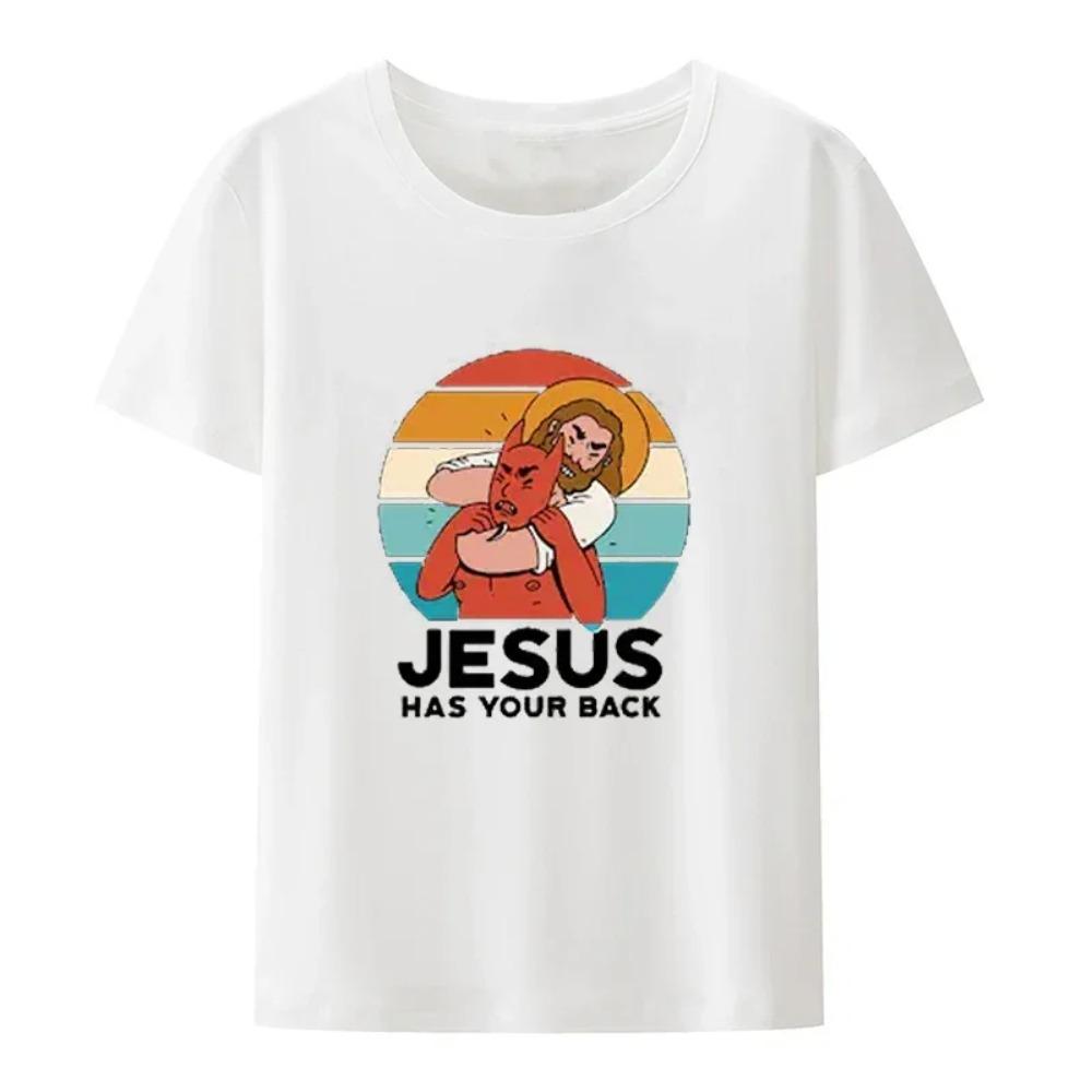 High Quality Short Sleeve Top Not Today Satan Jesus Vs Satan in O-Neck T Shirt Man/Woman Short Sleeve Tees Shirt 2024 New In