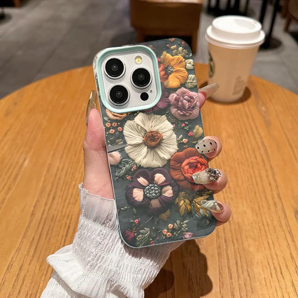 Персонализированный Цветочный Ретро Уникальный Чехол для Телефона Для Iphone 17 Air 16 16e 15 14 11 13 12 Pro Max Эстетичный Защитный Кожаный Чехол