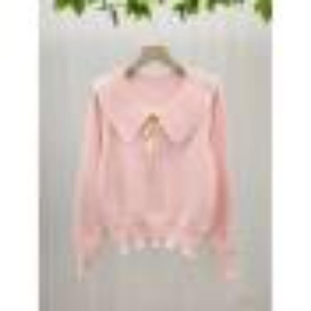 Женский свитер Осень и Зима Милый кукольный воротник Подчеркивает стройность Полностью завязывающийся галстук-бабочка Блузка с длинным рукавом