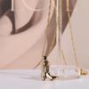 Western Cowboy Boots Necklace  bAbstract Face Copper Plated Real Gold Lock Chain