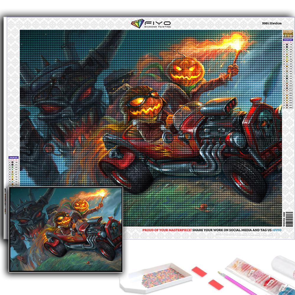 5D Алмазная картина Хэллоуин Страшная голова тыквы Человек DIY Алмазная вышивка Горный хрусталь Украшение дома