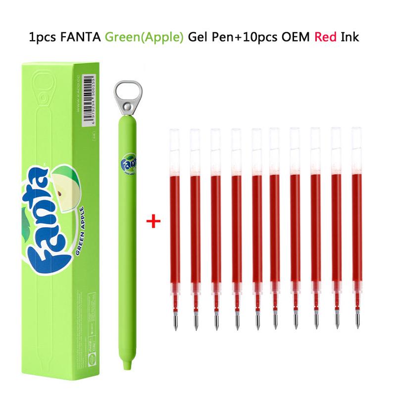 Гелевые ручки KACO x Fanta с язычком для открывания, Креативная ручка с подписью Ins, 0,5 мм, Быстросохнущая и с удобным захватом, Веселая и для снятия стресса, Милые канцелярские товары
