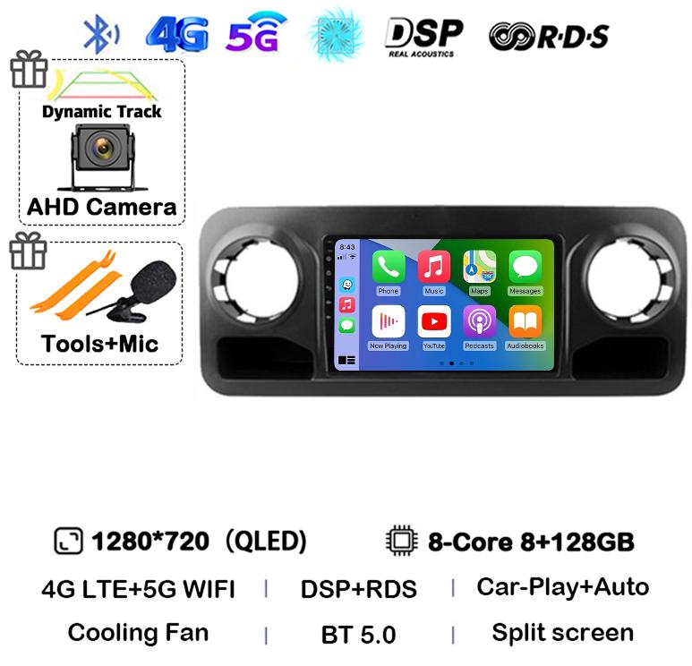 Android 14 Auto Carplay для Benz Sprinter 2018 2019 2020 2021 2022 Автомобильный радиоприемник Мультимедиа Видеоплеер Стерео GPS 4G WIFI Аудио BT