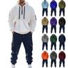 Men's Solid Color Casual Suit Loose Sports Hooded Sweatshirt With Pockets Multi Pocket Overalls Suit