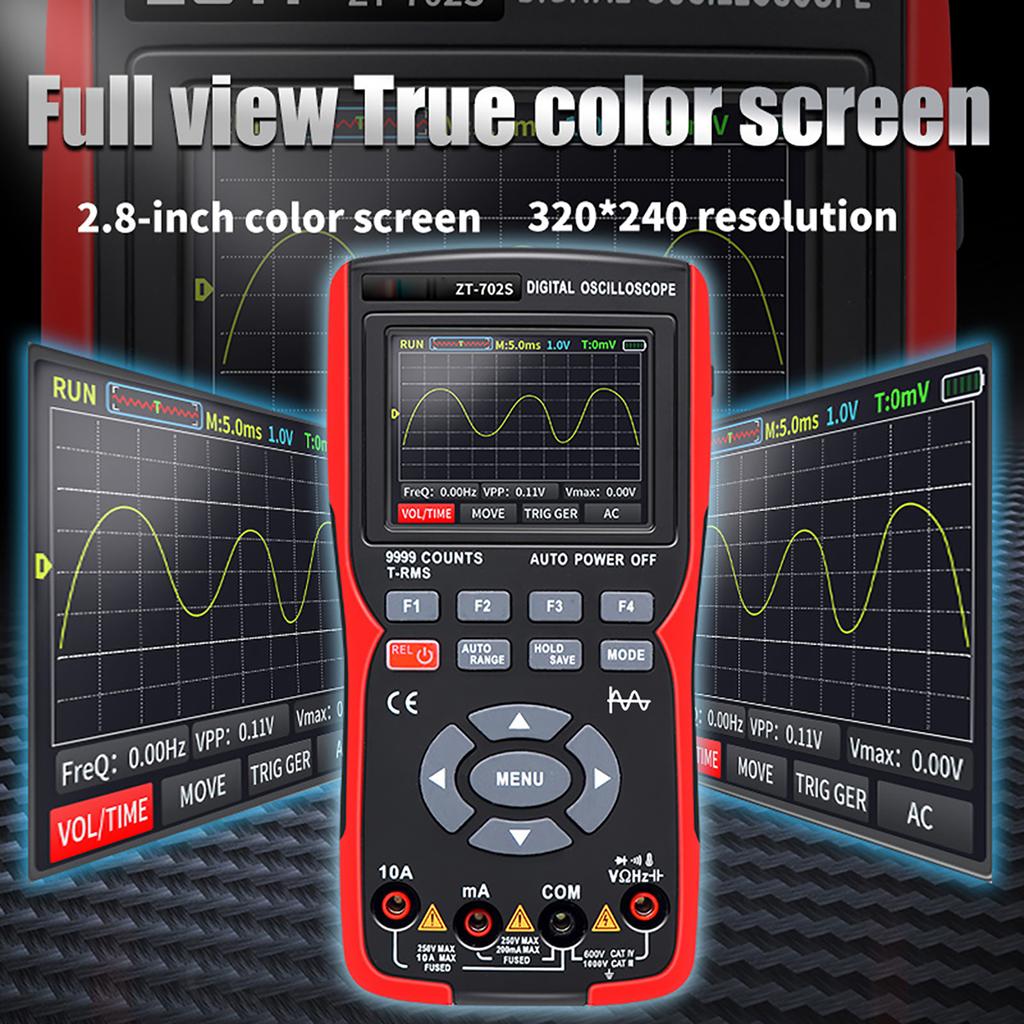 Digital Oscilloscope Multimeter 48MSaCelsiuss Sampling Rate 10Mhz Bandwidth  9 Counts True   2.8inch   Color Display Multimetro