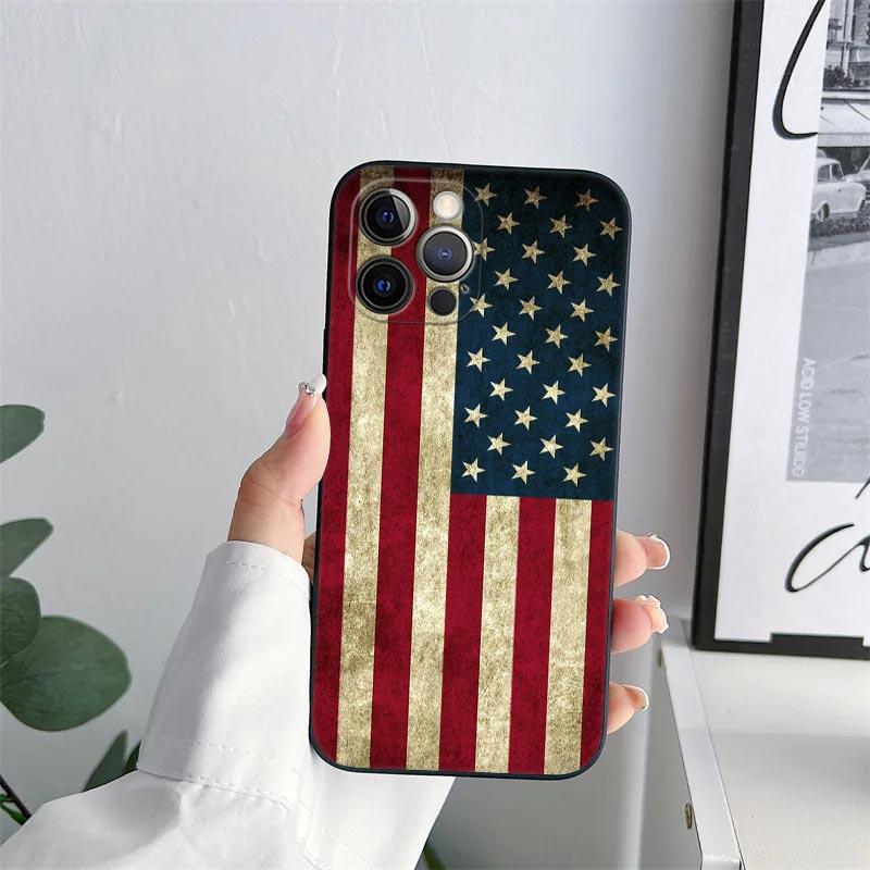 American USA Flag Eagle Phone Case for iPhone 11 15 Pro Max Case Coque 14 Plus 13 Pro 12 11 X XS XR 6 7 8 SE 2020 TPU Soft Cover
