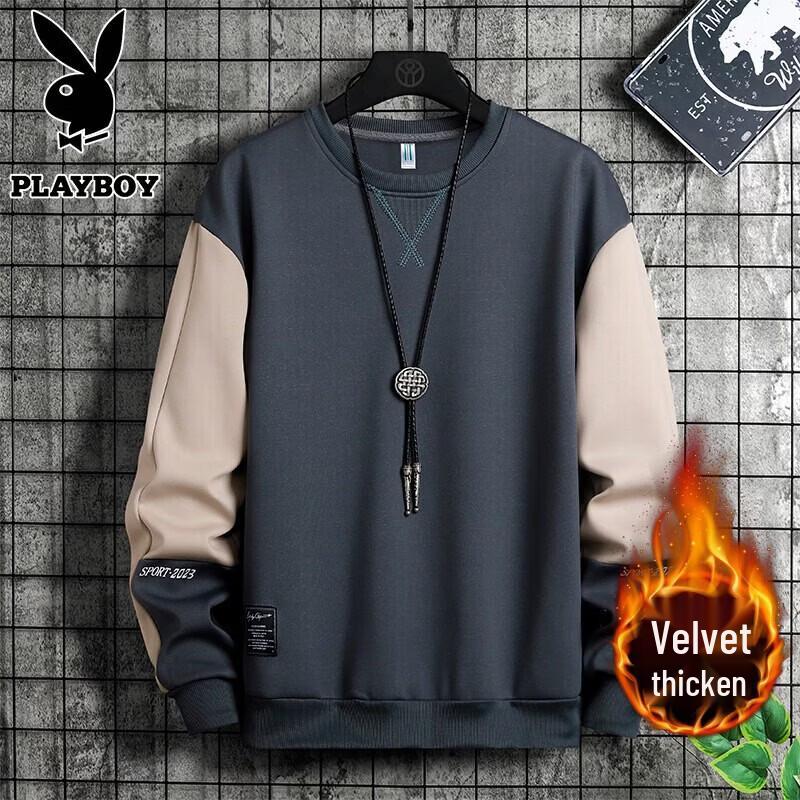 PLAYBOY Мужская свободная повседневная толстовка с круглым вырезом