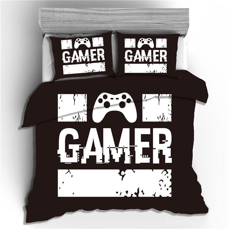 Fashion Black Family Game Gamepad 3d Bedding Set Adult Kids Gifts Pillowcase Duvet Cover Sets Bedroom Decor King Bed Linen Sets