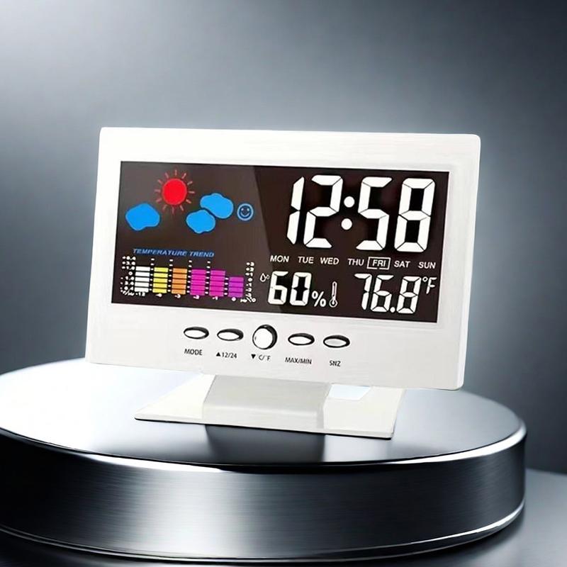 ЖК-цветной экран Цифровая подсветка Snooze Будильник Станция прогноза погоды