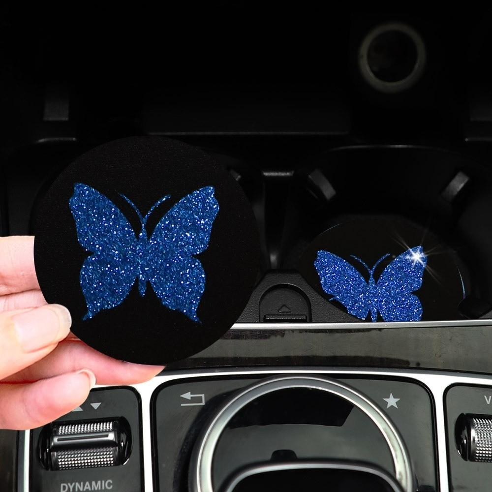 Anti-Slip Car Cup Coasters TPU Material Rhinestone Cup Holder for Car Interiors